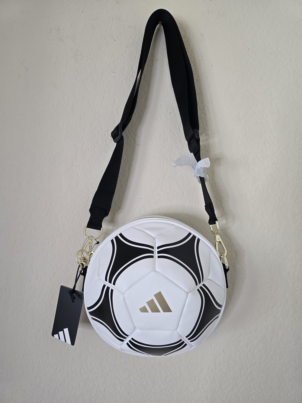Adidas White & Black Soccer Ball Crossbody Bag